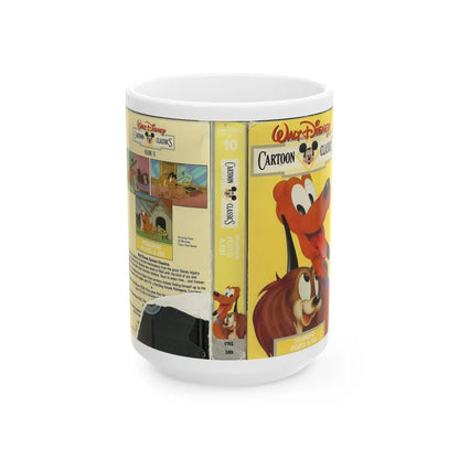 WALT DISNEY CARTOON CLASSICS STARRING PLUTO AND FIFI (VHS COVER) - White Coffee Mug-15oz-Go Mug Yourself