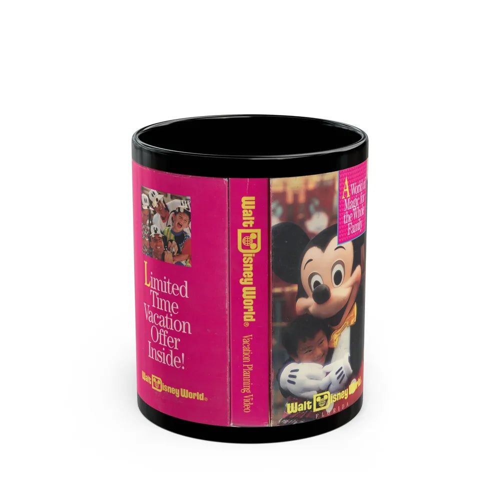 WALT DISNEY WORLD VACATION PLANNING VIDEO (VHS COVER) - Black Coffee Mug-11oz-Go Mug Yourself