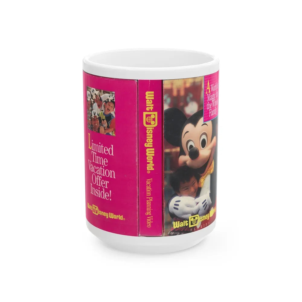 WALT DISNEY WORLD VACATION PLANNING VIDEO (VHS COVER) - White Coffee Mug-15oz-Go Mug Yourself