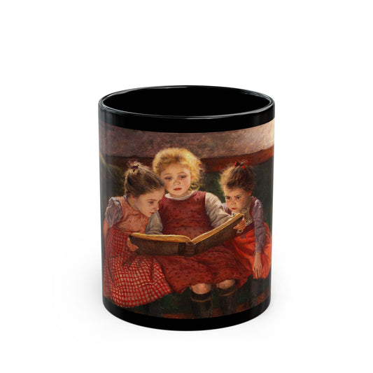 Walther Firle (1859-1929) Three Girls Reading - Black Coffee Mug-11oz-Go Mug Yourself