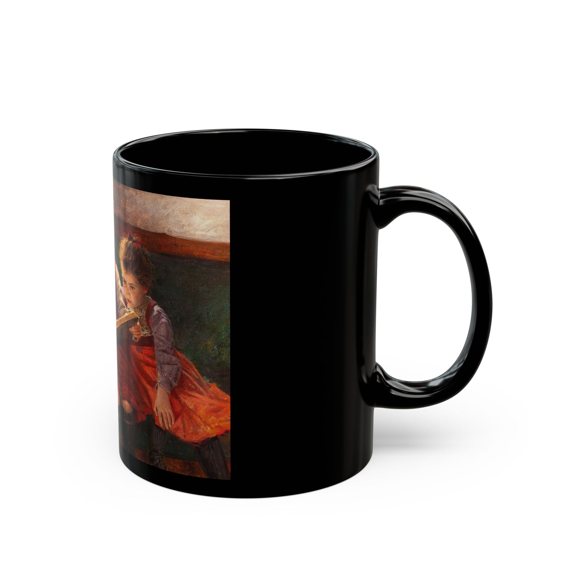 Walther Firle (1859-1929) Three Girls Reading - Black Coffee Mug-Go Mug Yourself