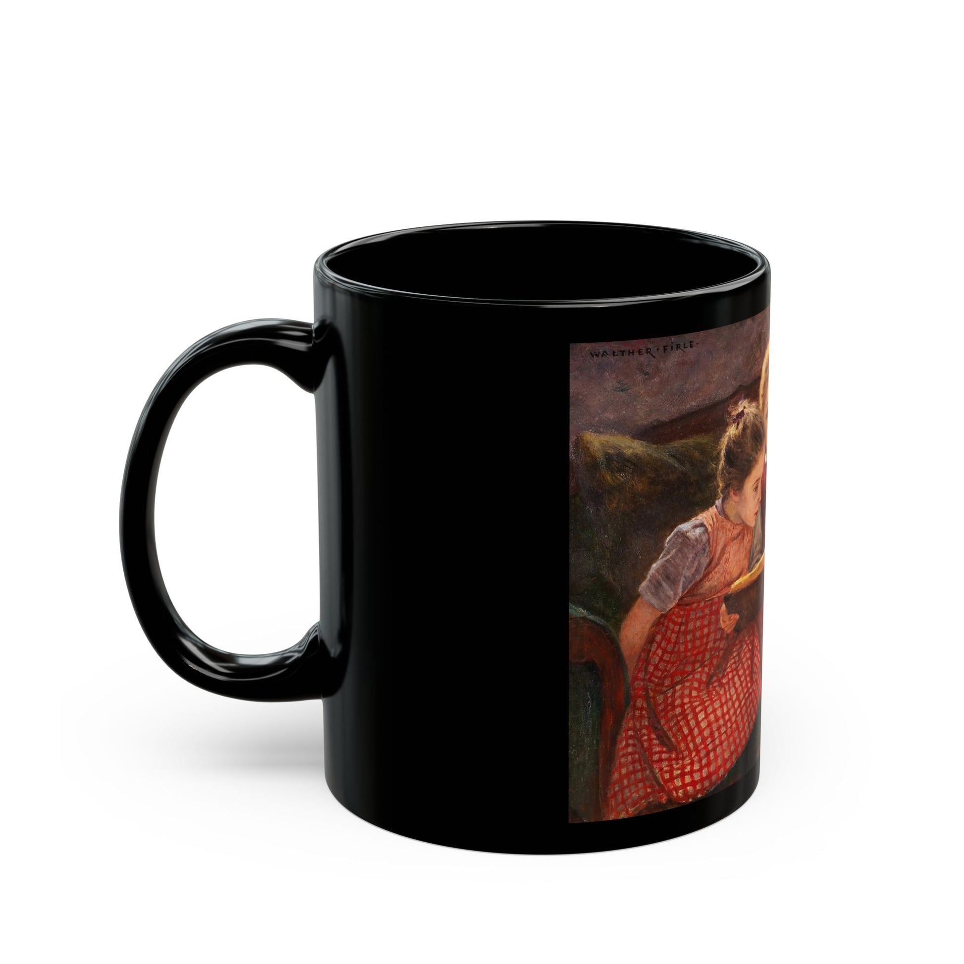 Walther Firle (1859-1929) Three Girls Reading - Black Coffee Mug-Go Mug Yourself