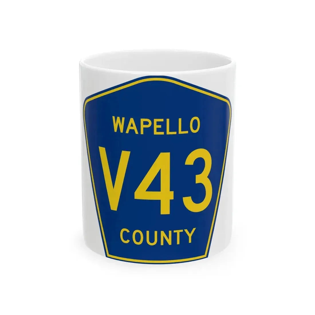Wapello County Route V43 IA (Iowa) (Road Sign) White Coffee Mug 11oz - Go Mug Yourself
