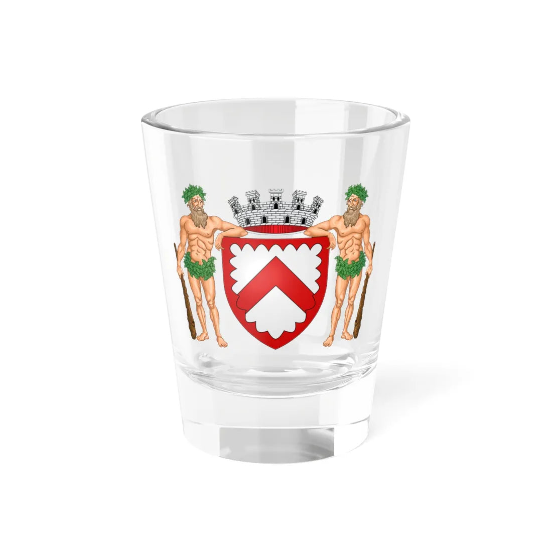 Wapen stad be Kortrijk met schildhouders (Belgium) (Coat of Arms) Shot Glass 1.5oz 1.5oz - Go Mug Yourself