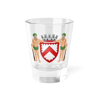 Wapen stad be Kortrijk met schildhouders (Belgium) (Coat of Arms) Shot Glass 1.5oz 1.5oz - Go Mug Yourself
