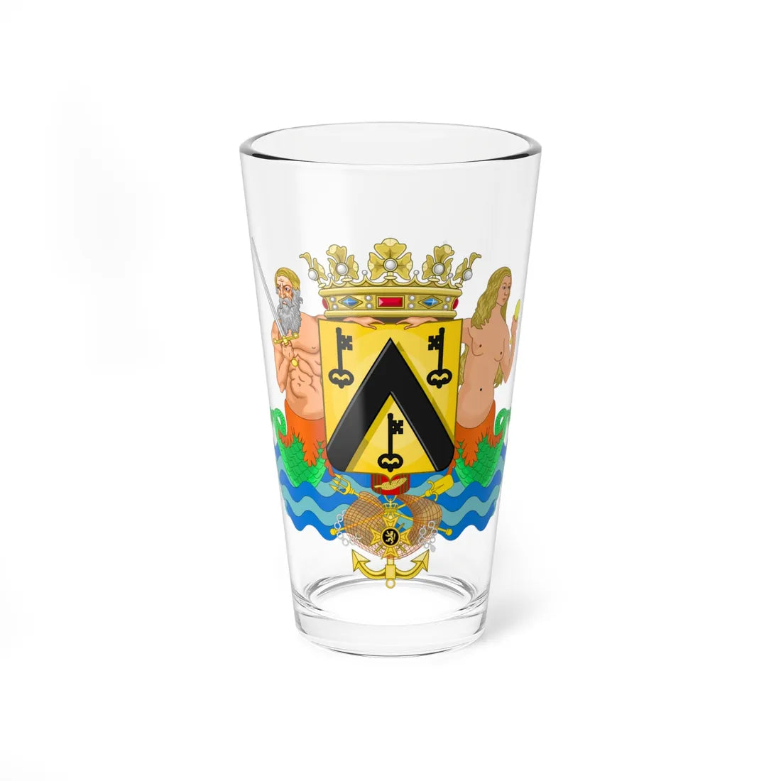 Wapen van Oostende (Belgium) (Coat of Arms) Pint Glass 16oz 16oz - Go Mug Yourself