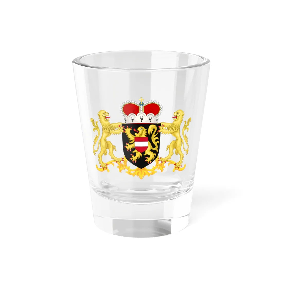 Wapen van Vlaams-Brabant (Belgium) (Coat of Arms) Shot Glass 1.5oz 1.5oz - Go Mug Yourself