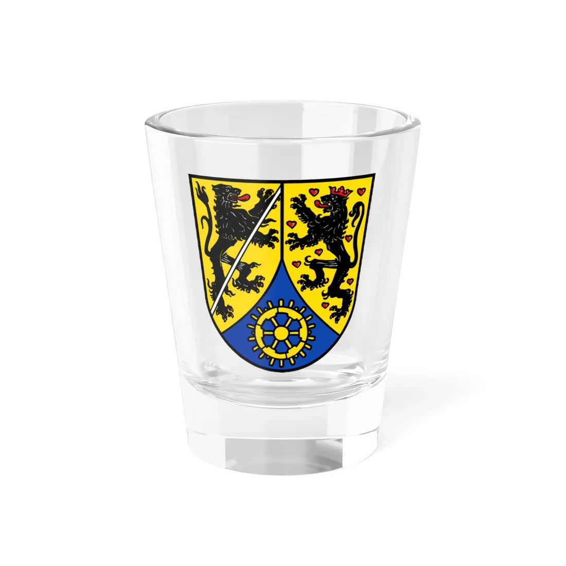 Wappen des Landkreises Kronach (Germany) (Coat of Arms) Shot Glass 1.5oz 1.5oz - Go Mug Yourself