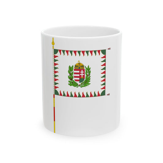 War Flag of Hungary with staff (Hungary) White Coffee Mug-11oz-Go Mug Yourself
