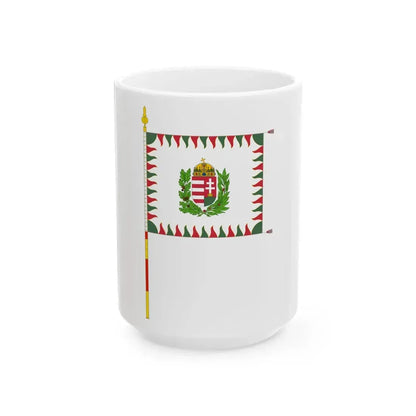 War Flag of Hungary with staff (Hungary) White Coffee Mug 15oz - Go Mug Yourself