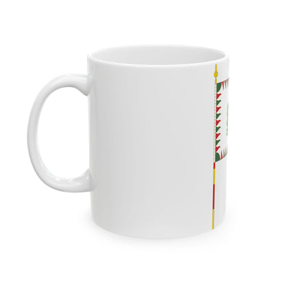 War Flag of Hungary with staff (Hungary) White Coffee Mug-Go Mug Yourself