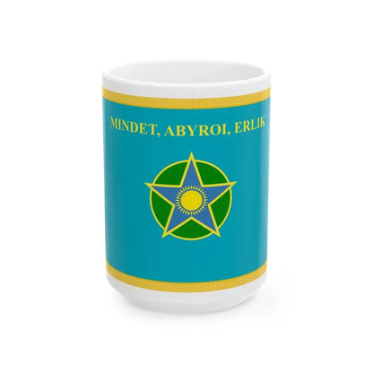 War flag of Kazakhstan Border Service reverse (Kazakhstan) White Coffee Mug 15oz - Go Mug Yourself