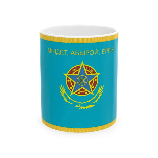War Flag of Kazakhstan Internal Troops reverse (Kazakhstan) White Coffee Mug 11oz - Go Mug Yourself