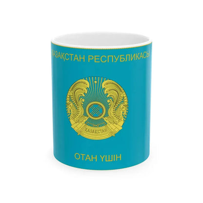 War flag of Kazakhstan obverse (Kazakhstan) White Coffee Mug 11oz - Go Mug Yourself