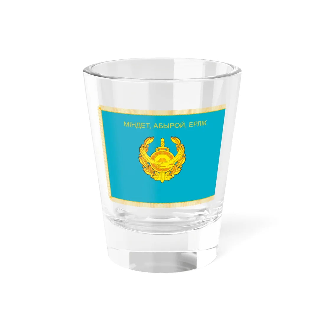 War Flag of the Ministry of Internal Affairs Kazakhstan reverse (Kazakhstan) Shot Glass 1.5oz 1.5oz - Go Mug Yourself