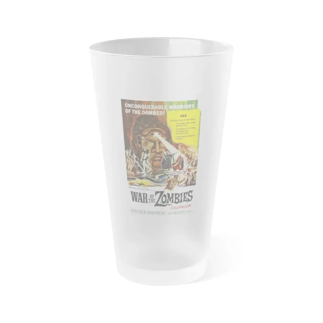 WAR OF THE ZOMBIES (ROME AGAINST ROME) 1964 Movie Poster - Frosted Pint Glass 16oz 16oz Frosted - Go Mug Yourself