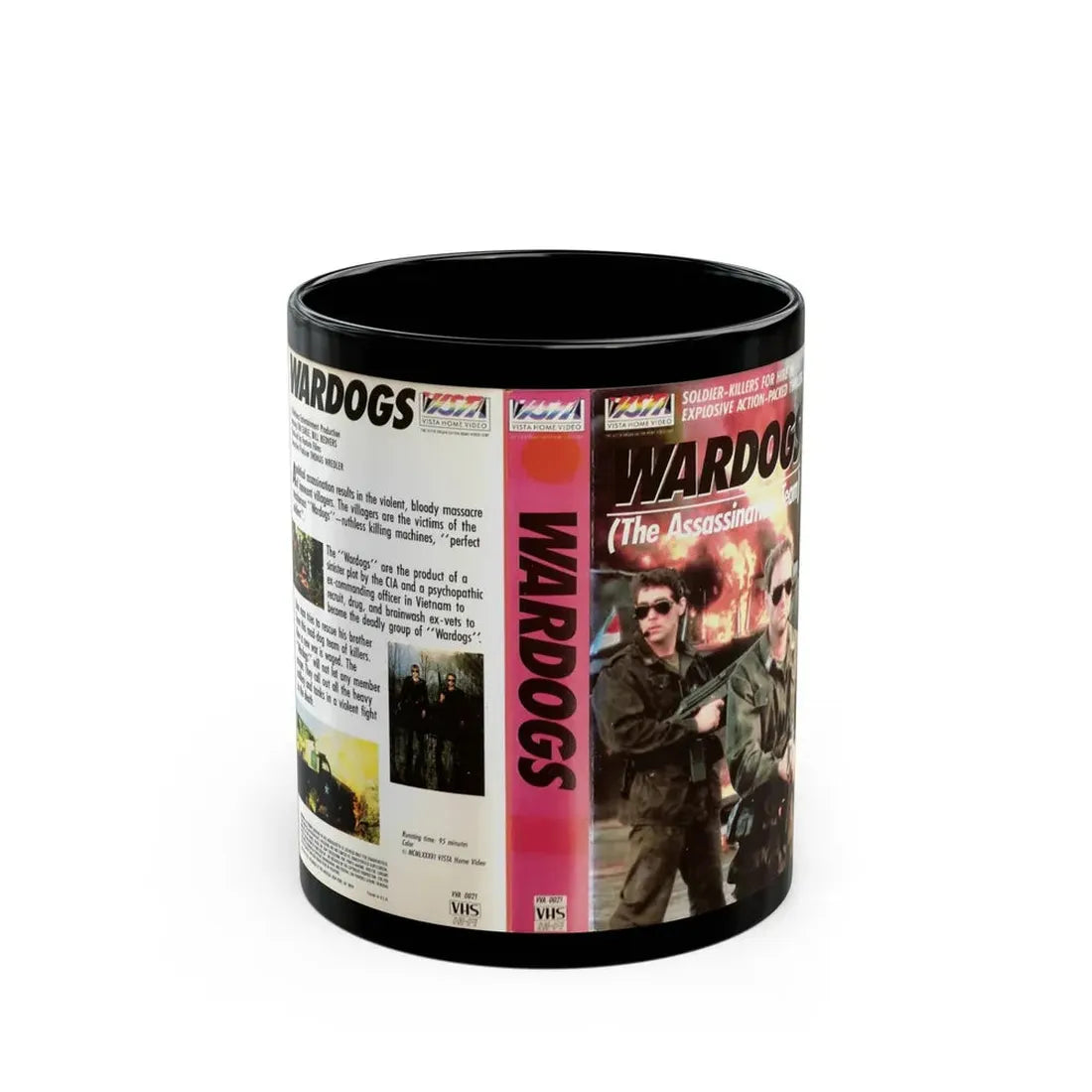 WARDOGS THE ASSASSINATION TEAM (VHS COVER) - Black Coffee Mug 11oz - Go Mug Yourself