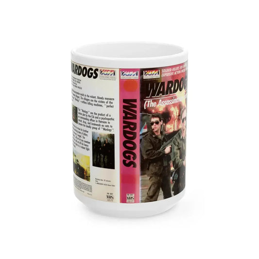 WARDOGS THE ASSASSINATION TEAM (VHS COVER) - White Coffee Mug 15oz - Go Mug Yourself