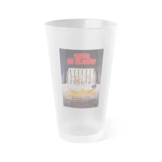 WARNING SIGN (SPANISH) 1985 Movie Poster - Frosted Pint Glass 16oz 16oz Frosted - Go Mug Yourself