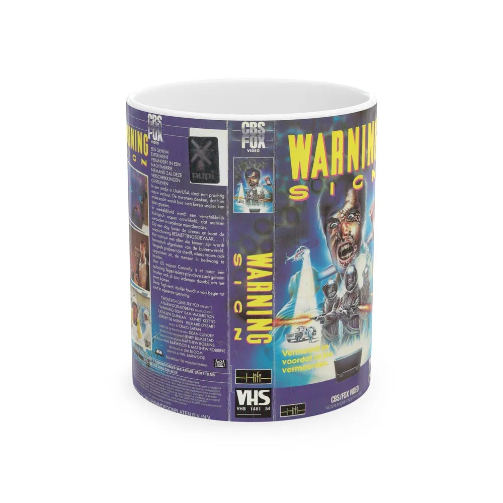 WARNING SIGN (VHS COVER) - White Coffee Mug-11oz-Go Mug Yourself