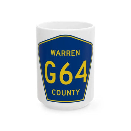 Warren County Route G64 IA (Iowa) (Road Sign) White Coffee Mug 15oz - Go Mug Yourself