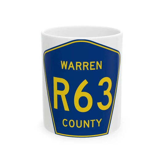 Warren County Route R63 IA (Iowa) (Road Sign) White Coffee Mug 11oz - Go Mug Yourself