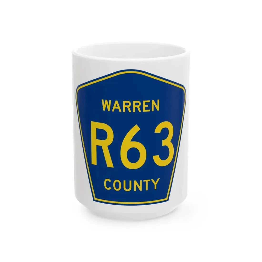 Warren County Route R63 IA (Iowa) (Road Sign) White Coffee Mug 15oz - Go Mug Yourself