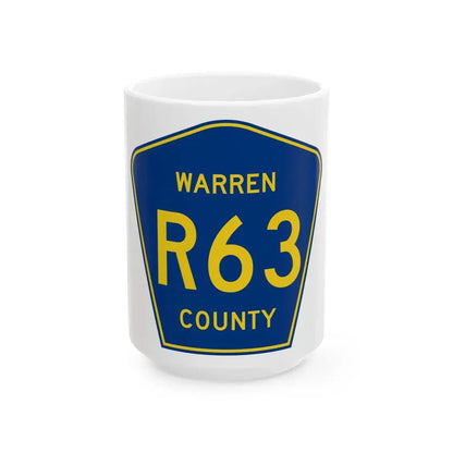 Warren County Route R63 IA (Iowa) (Road Sign) White Coffee Mug 15oz - Go Mug Yourself