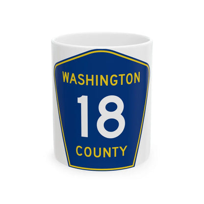 Washington County 18 MN (Minnesota) (Road Sign) White Coffee Mug 11oz - Go Mug Yourself