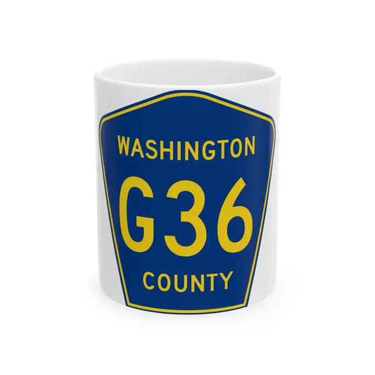 Washington County Route G36 IA (Iowa) (Road Sign) White Coffee Mug 11oz - Go Mug Yourself