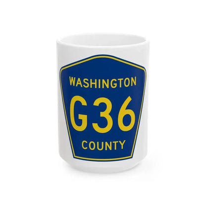 Washington County Route G36 IA (Iowa) (Road Sign) White Coffee Mug 15oz - Go Mug Yourself
