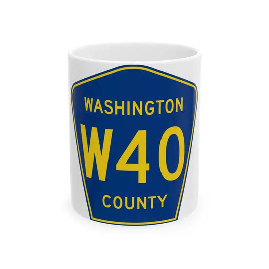 Washington County Route W40 IA (Iowa) (Road Sign) White Coffee Mug 11oz - Go Mug Yourself