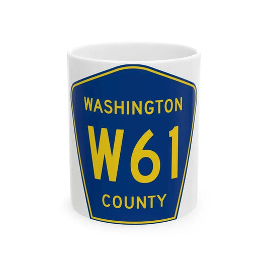 Washington County Route W61 IA (Iowa) (Road Sign) White Coffee Mug 11oz - Go Mug Yourself
