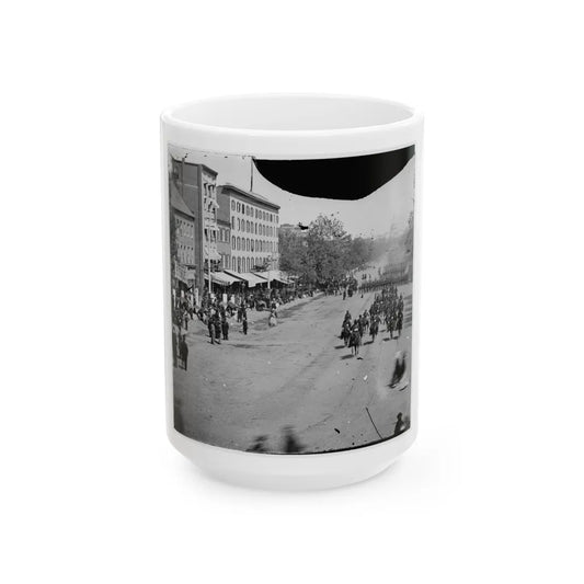 Washington, D.C. Artillery Unit Passing On Pennsylvania Avenue Near The Treasury (U.S. Civil War) White Coffee Mug-15oz-Go Mug Yourself