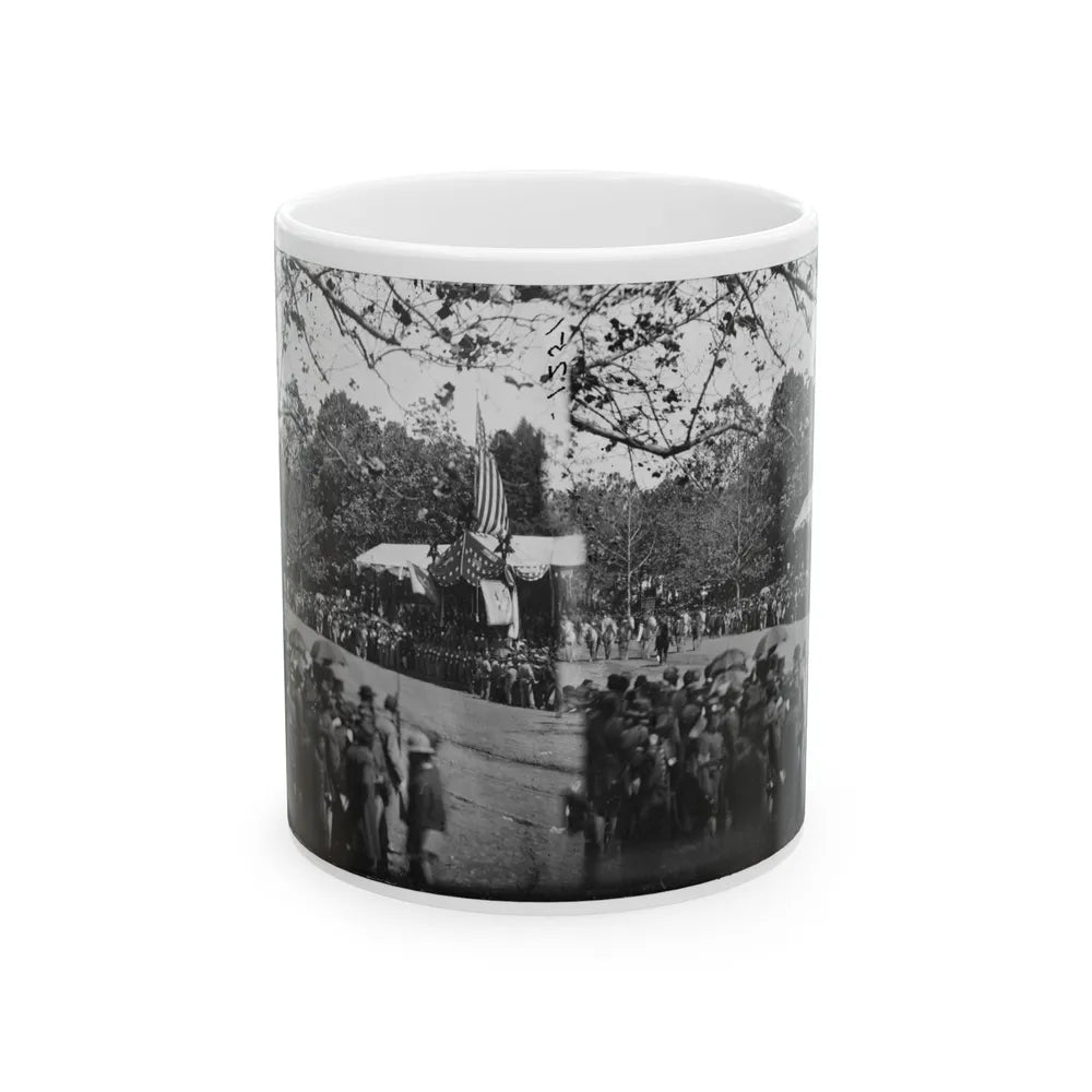 Washington, D.C. Cavalry Unit Passing Presidential Reviewing Stand (U.S. Civil War) White Coffee Mug-11oz-Go Mug Yourself