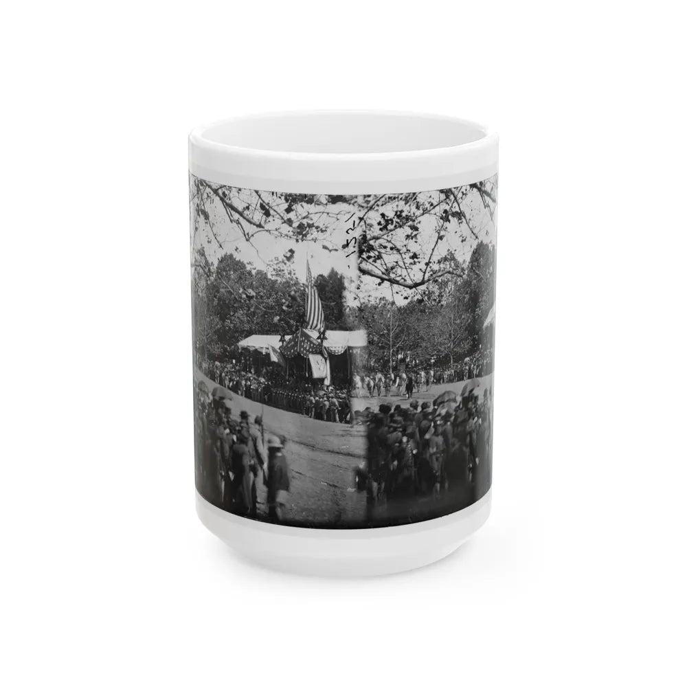 Washington, D.C. Cavalry Unit Passing Presidential Reviewing Stand (U.S. Civil War) White Coffee Mug-15oz-Go Mug Yourself