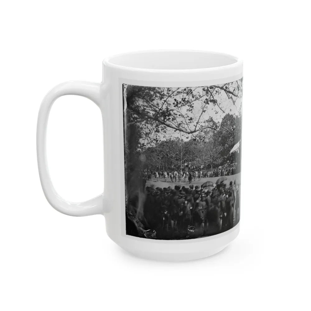 Washington, D.C. Cavalry Unit Passing Presidential Reviewing Stand (U.S. Civil War) White Coffee Mug-Go Mug Yourself