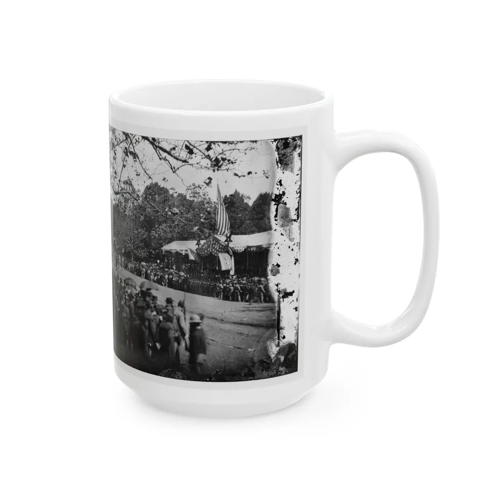 Washington, D.C. Cavalry Unit Passing Presidential Reviewing Stand (U.S. Civil War) White Coffee Mug-Go Mug Yourself