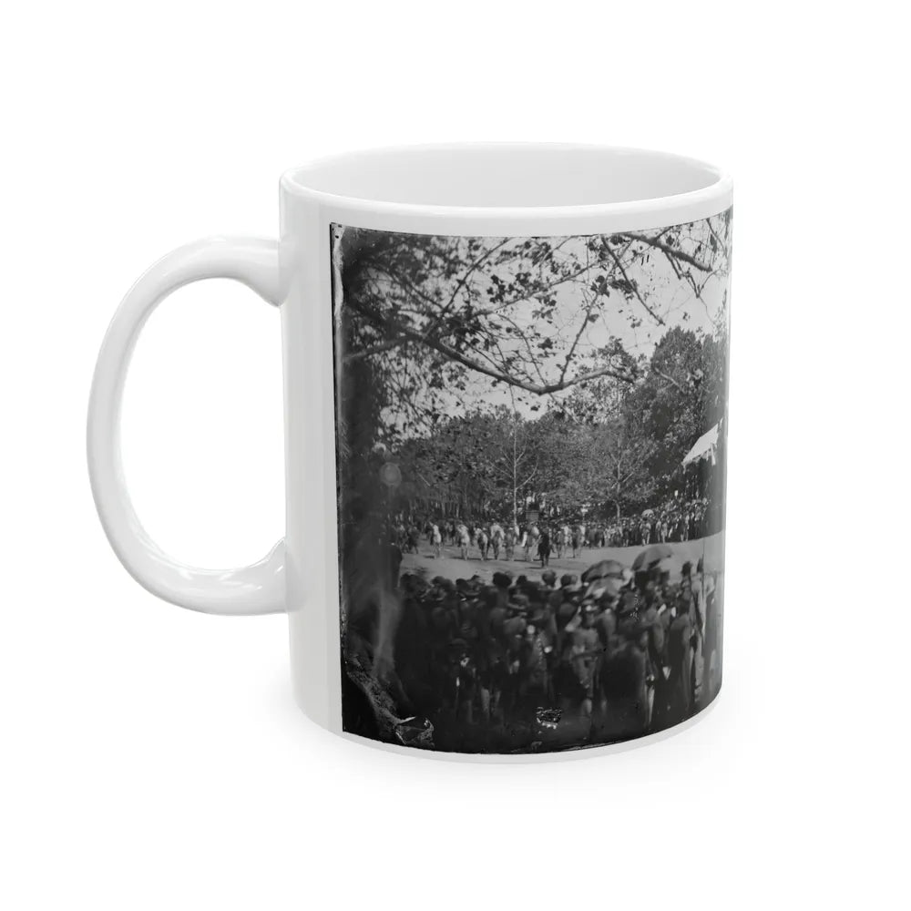 Washington, D.C. Cavalry Unit Passing Presidential Reviewing Stand (U.S. Civil War) White Coffee Mug-Go Mug Yourself