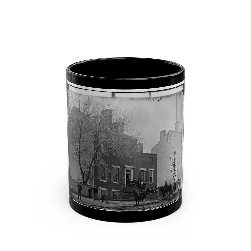 Washington, D.C. Col. Benjamin F. Fisher And Staff On Steps Of Signal Corps Headquarters, 1816 F St., Nw (U.S. Civil War) Black Coffee Mug-11oz-Go Mug Yourself