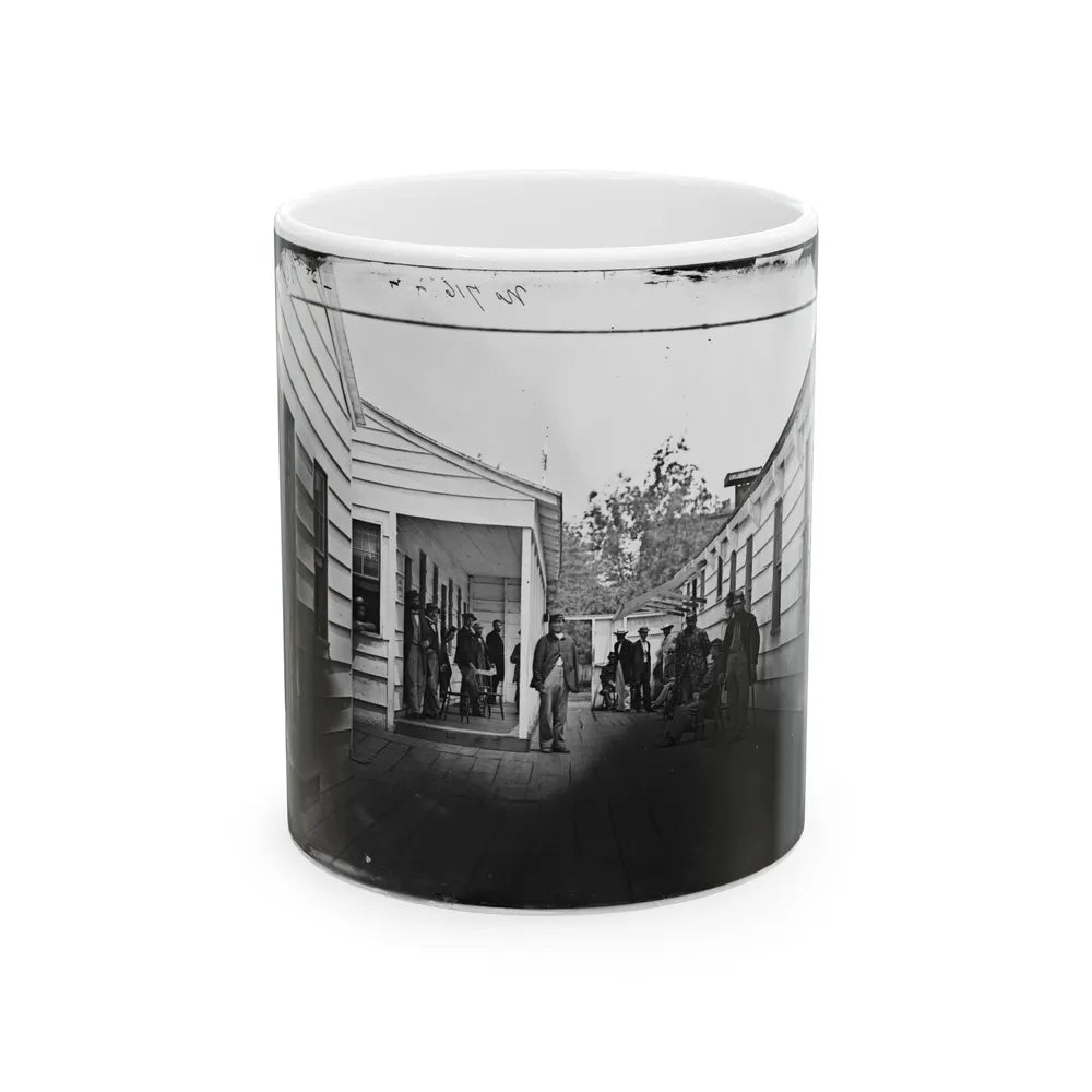 Washington, D.C. Convalescent Soldiers And Others Outside Quarters Of The Sanitary Commission Home Lodge (U.S. Civil War) White Coffee Mug-11oz-Go Mug Yourself