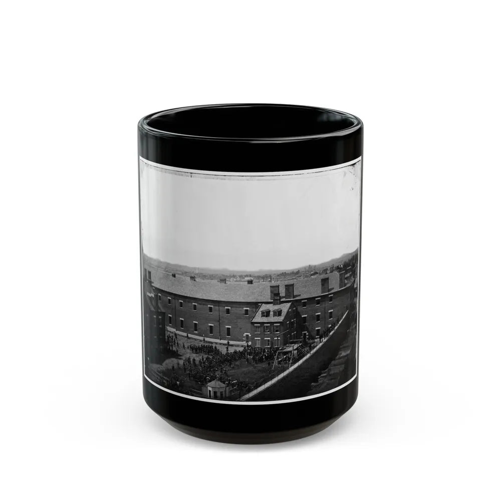 Washington, D.C. Execution Of The Conspirators Scaffold In Use And Crowd In The Yard, Seen From The Roof Of The Arsenal (U.S. Civil War) Black Coffee Mug-15oz-Go Mug Yourself