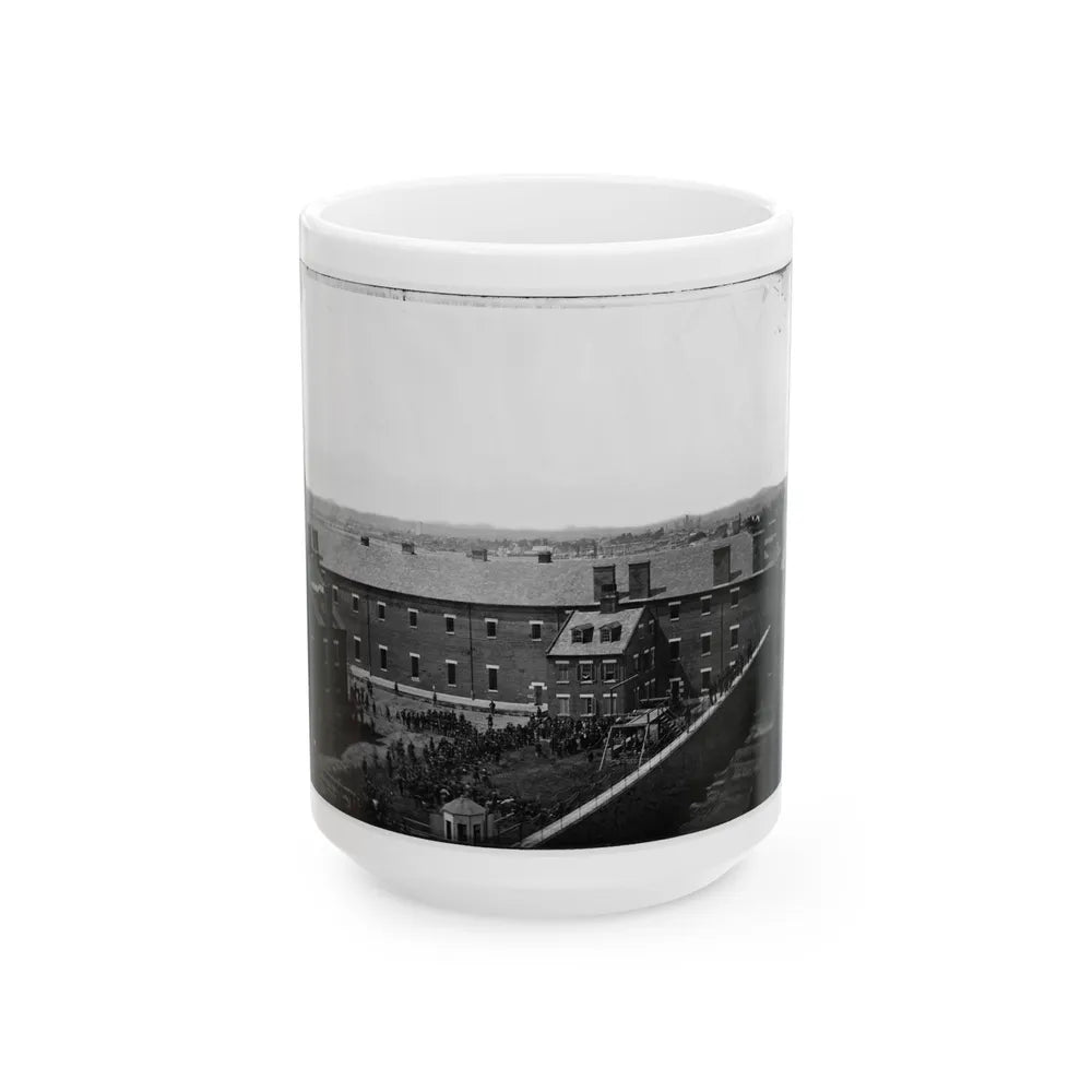 Washington, D.C. Execution Of The Conspirators Scaffold In Use And Crowd In The Yard, Seen From The Roof Of The Arsenal (U.S. Civil War) White Coffee Mug-15oz-Go Mug Yourself