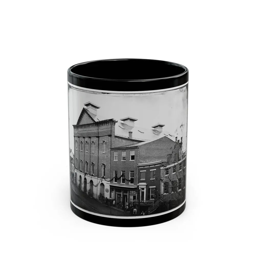 Washington, D.C. Ford's Theater With Guards Posted At Entrance And Crepe Draped From Windows (U.S. Civil War) Black Coffee Mug-11oz-Go Mug Yourself