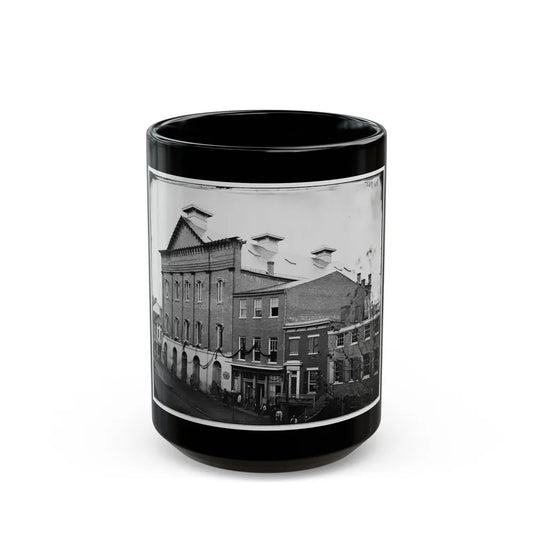 Washington, D.C. Ford's Theater With Guards Posted At Entrance And Crepe Draped From Windows (U.S. Civil War) Black Coffee Mug-15oz-Go Mug Yourself