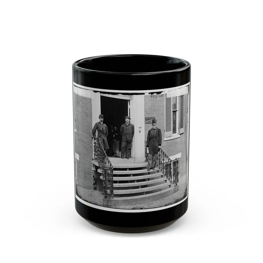Washington, D.C. Gen. William Hoffman, Commissary General Of Prisoners (At Right) And Staff On Steps Of Office, F. St. At 20th Nw (U.S. Civil War) Black Coffee Mug-15oz-Go Mug Yourself