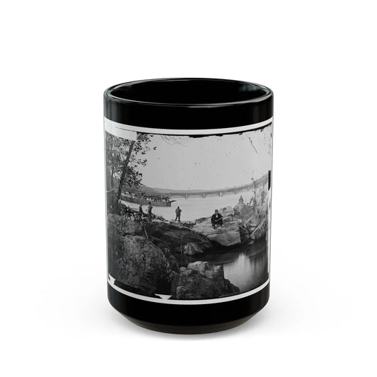 Washington, D.C. Georgetown Ferry-Boat Carrying Wagons, And Aqueduct Bridge Beyond, From Rocks On Mason's Island (U.S. Civil War) Black Coffee Mug-15oz-Go Mug Yourself