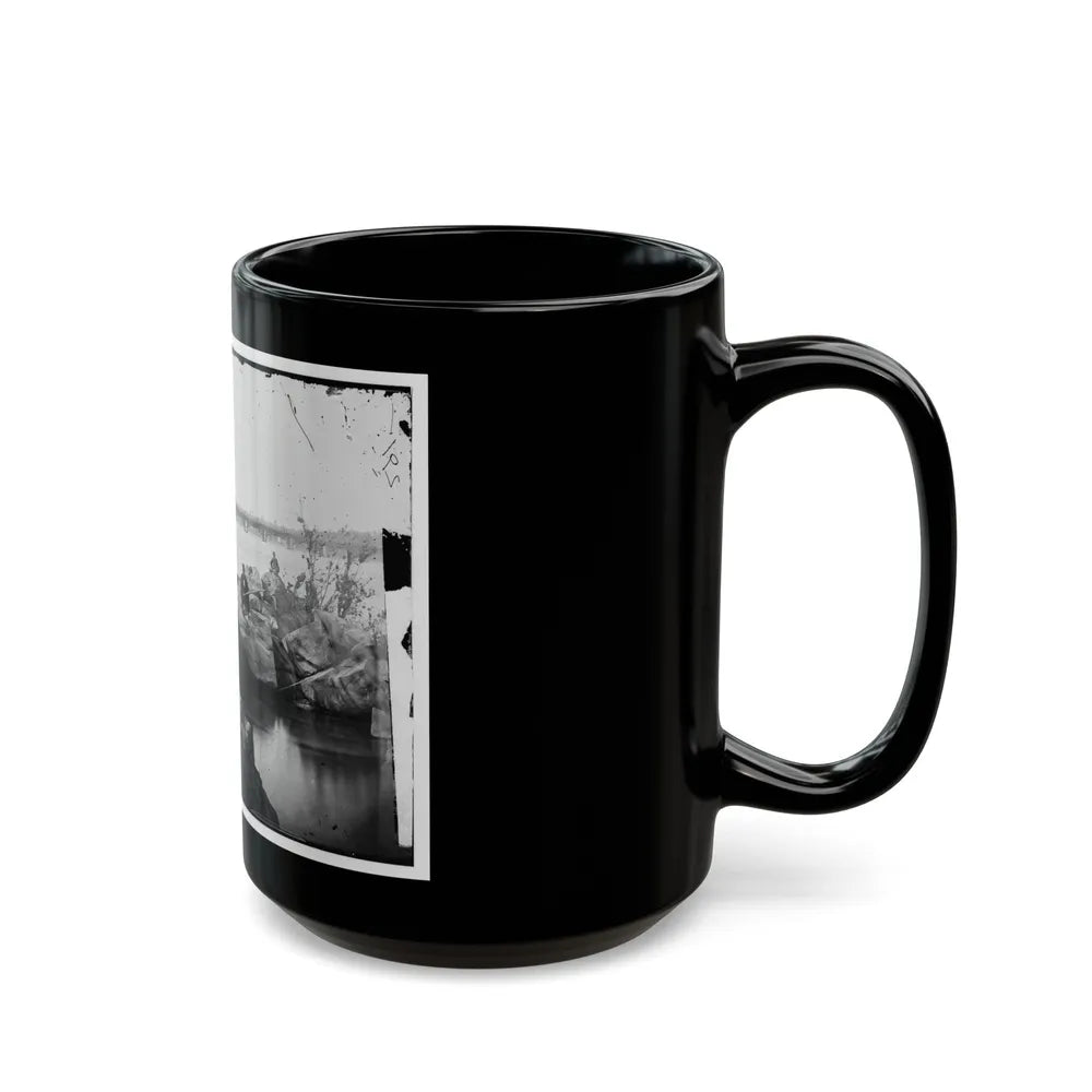 Washington, D.C. Georgetown Ferry-Boat Carrying Wagons, And Aqueduct Bridge Beyond, From Rocks On Mason's Island (U.S. Civil War) Black Coffee Mug-Go Mug Yourself