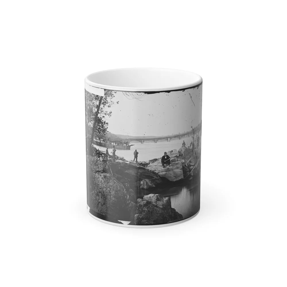 Washington, D.C. Georgetown Ferry-Boat Carrying Wagons, and Aqueduct Bridge Beyond, From Rocks on Mason's Island (U.S. Civil War) Color Changing Coffee Mug 11oz-11oz-Go Mug Yourself
