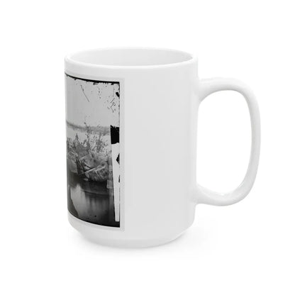 Washington, D.C. Georgetown Ferry-Boat Carrying Wagons, And Aqueduct Bridge Beyond, From Rocks On Mason's Island (U.S. Civil War) White Coffee Mug-Go Mug Yourself